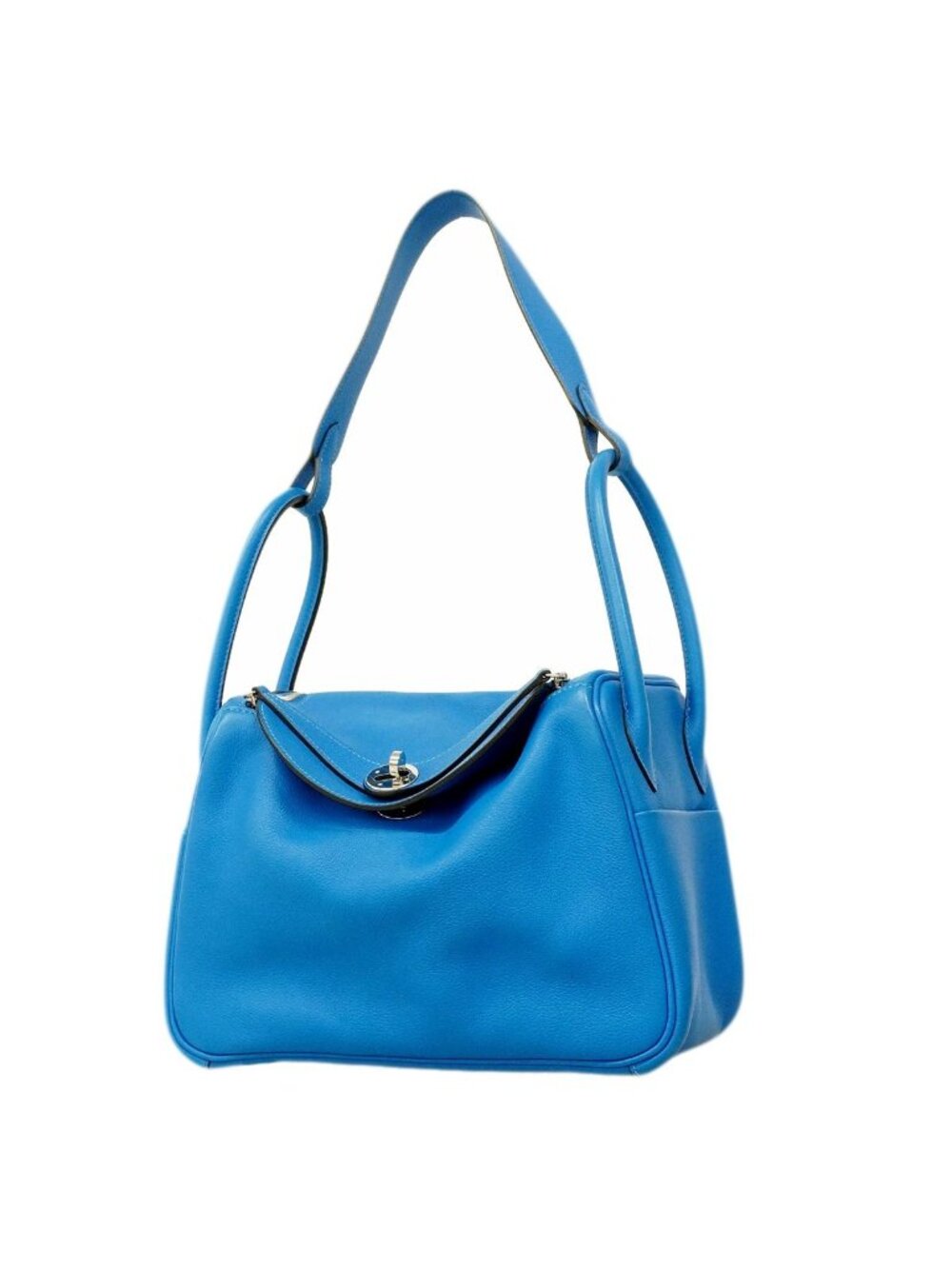 Hermes Handbag Lindy 26 Evercolor Blue Zanzibar Silver 2-Way Bag